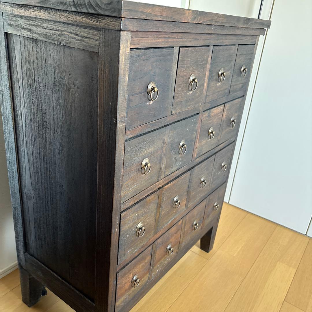 木製チェスト オールドチーク　ダークブラウン