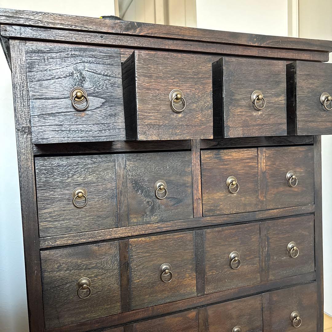 木製チェスト オールドチーク　ダークブラウン