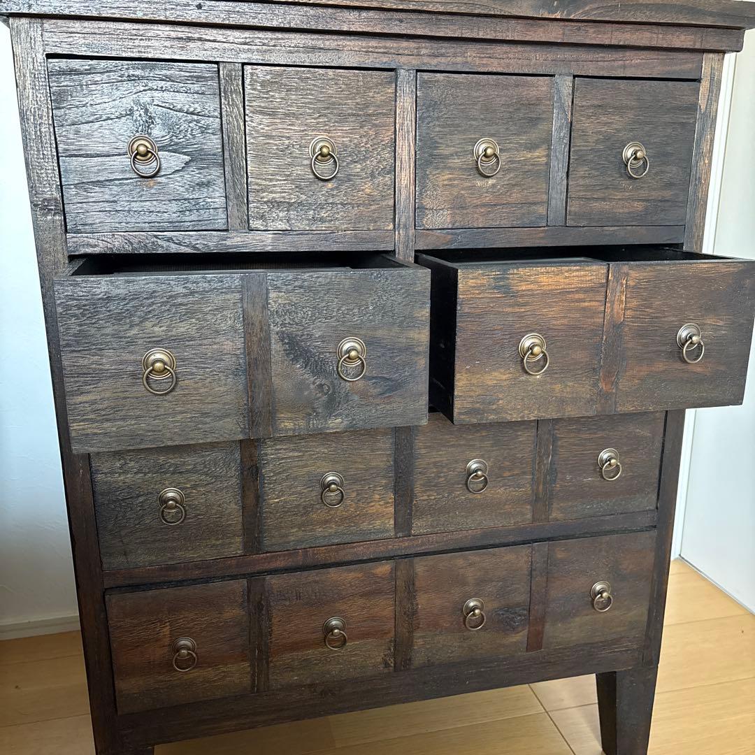 木製チェスト オールドチーク　ダークブラウン