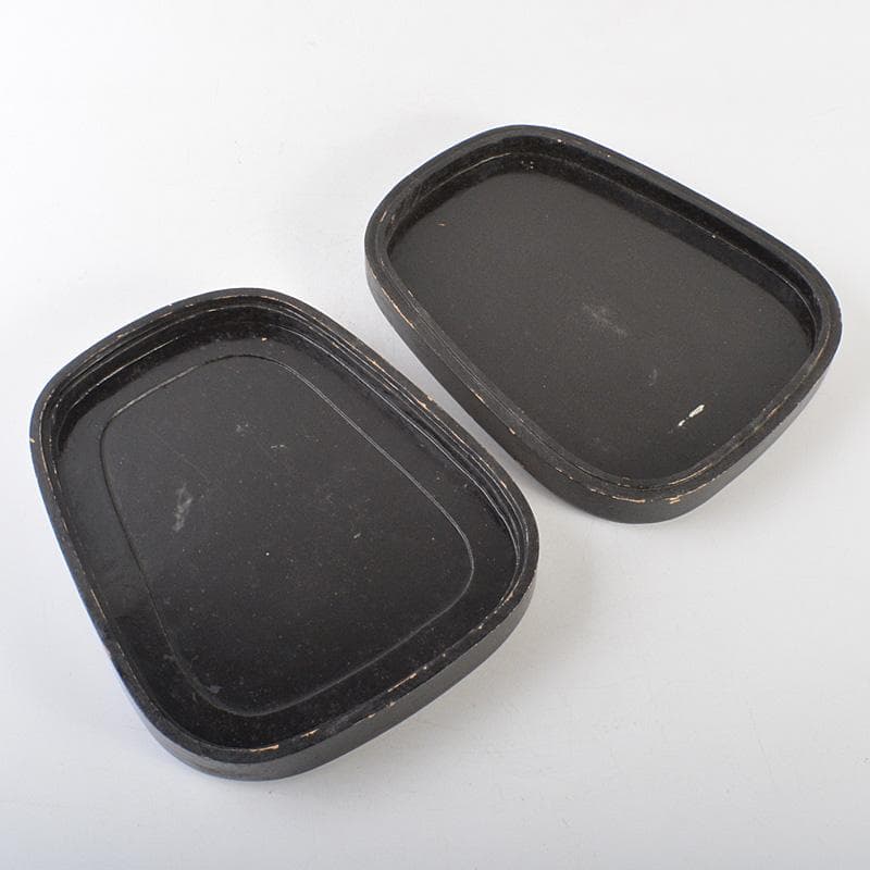 中国　書道具　神獣刻　端渓硯　唐木箱付　V　R7390