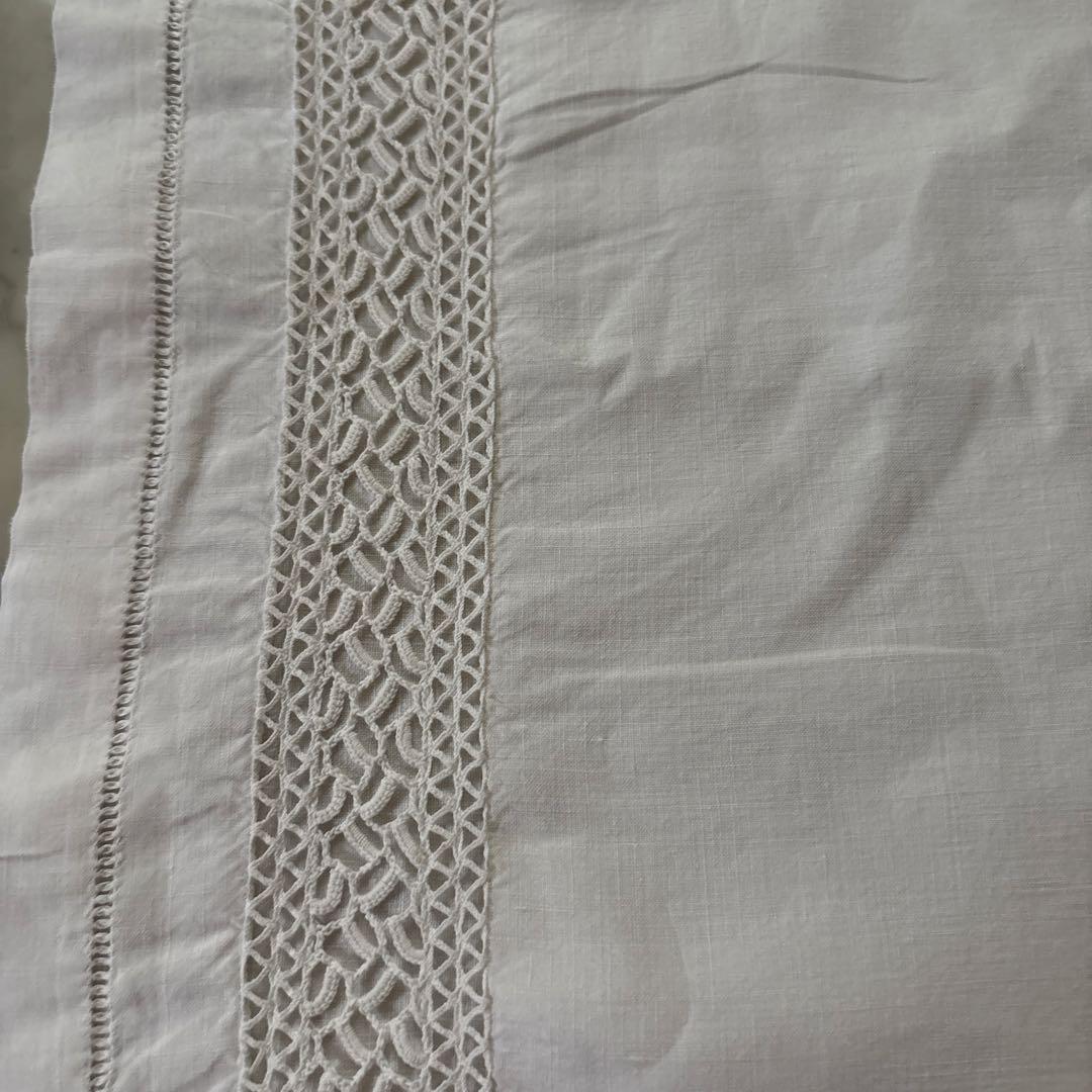 フランス　アンティーク　ヴィンテージ　ピローカバー　ホワイトレース