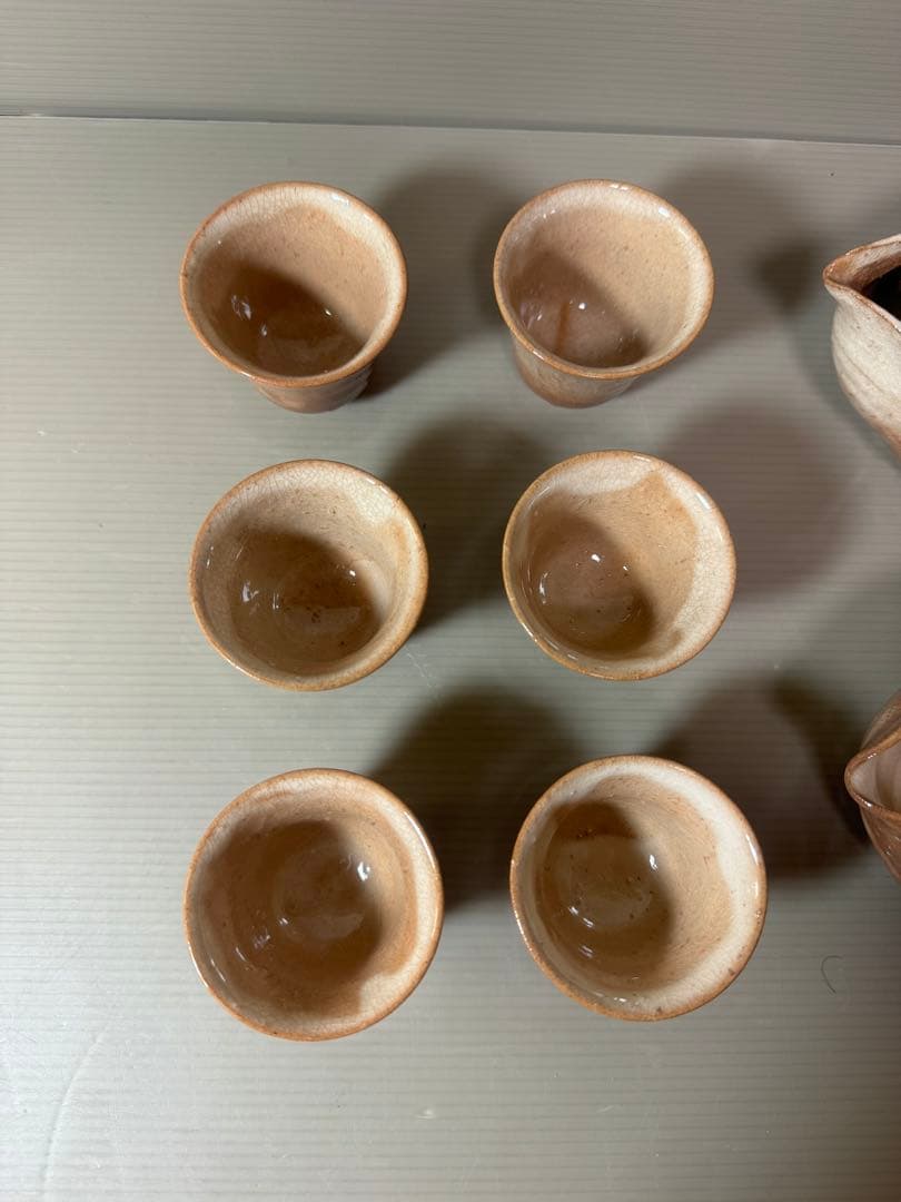2865 萩焼　茶器セット　宝瓶1客　湯冷し1客　湯呑6客　未使用