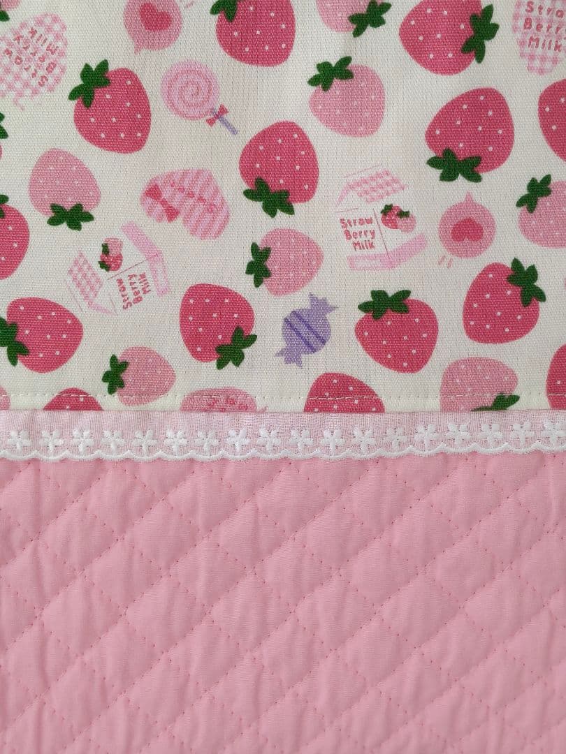 カラフルいちごの入園入学セット　ハンドメイド　通園バッグ　上靴袋　給食袋　着替袋