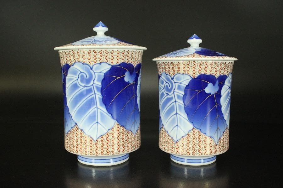 染錦模様 組湯吞 香蘭社 磁藝工房謹製 未使用 箱入 421