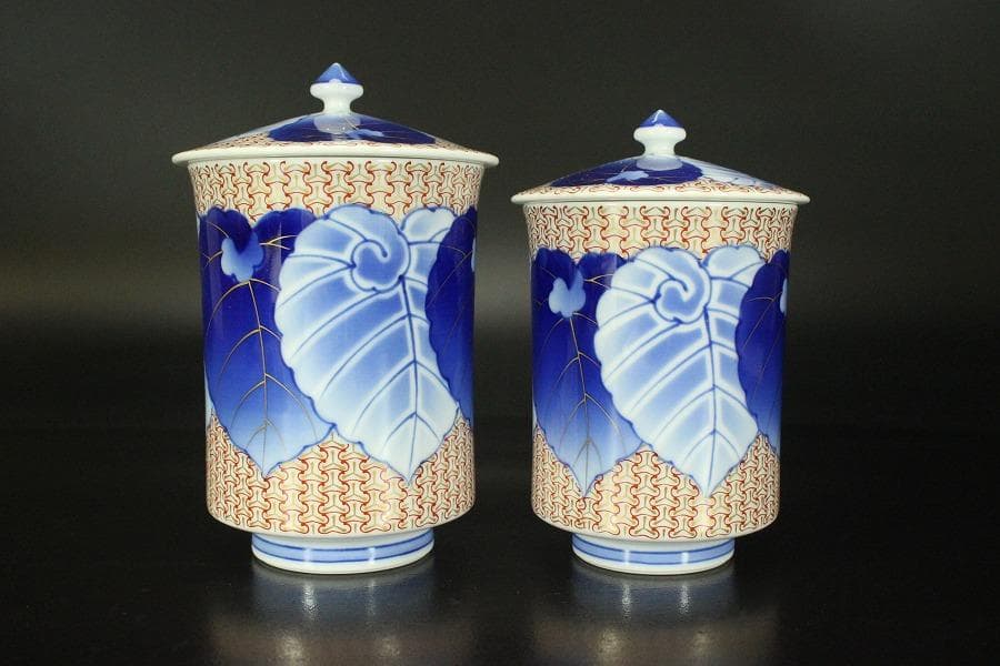 染錦模様 組湯吞 香蘭社 磁藝工房謹製 未使用 箱入 421