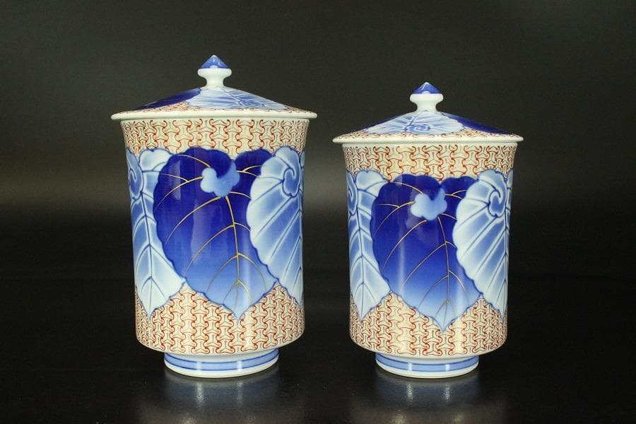 染錦模様 組湯吞 香蘭社 磁藝工房謹製 未使用 箱入 421