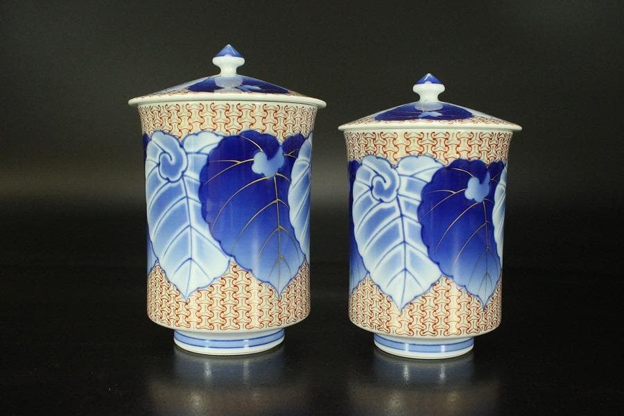 染錦模様 組湯吞 香蘭社 磁藝工房謹製 未使用 箱入 421