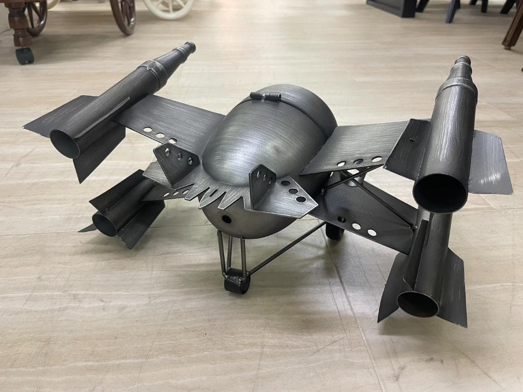 時計 置時計 戦闘機 飛行機 フロアクロック インダストリアル クロック ブリキ