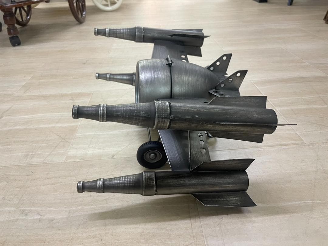 時計 置時計 戦闘機 飛行機 フロアクロック インダストリアル クロック ブリキ