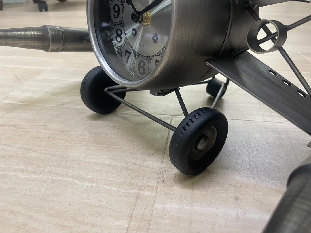 時計 置時計 戦闘機 飛行機 フロアクロック インダストリアル クロック ブリキ