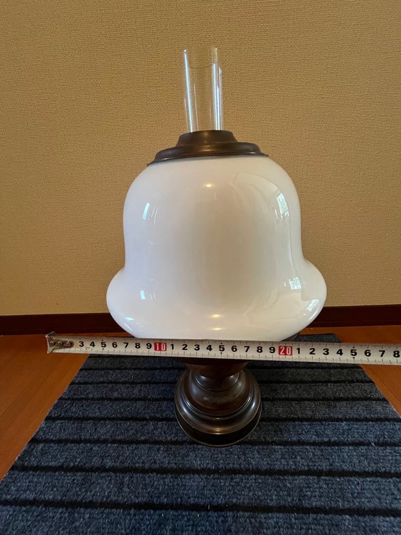 【大型】 オイルランプ風 ガラス電傘付 ライト 高さ50cm弱 管理A3330
