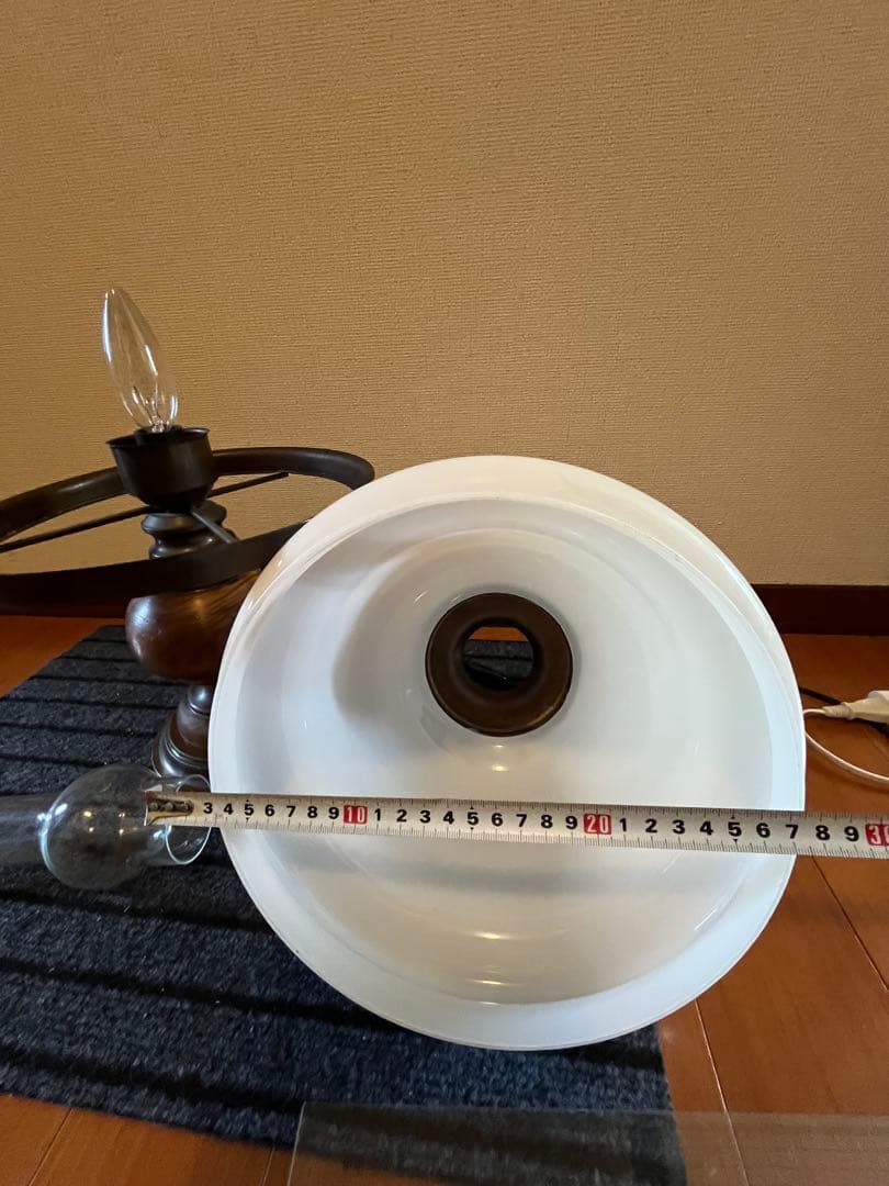 【大型】 オイルランプ風 ガラス電傘付 ライト 高さ50cm弱 管理A3330