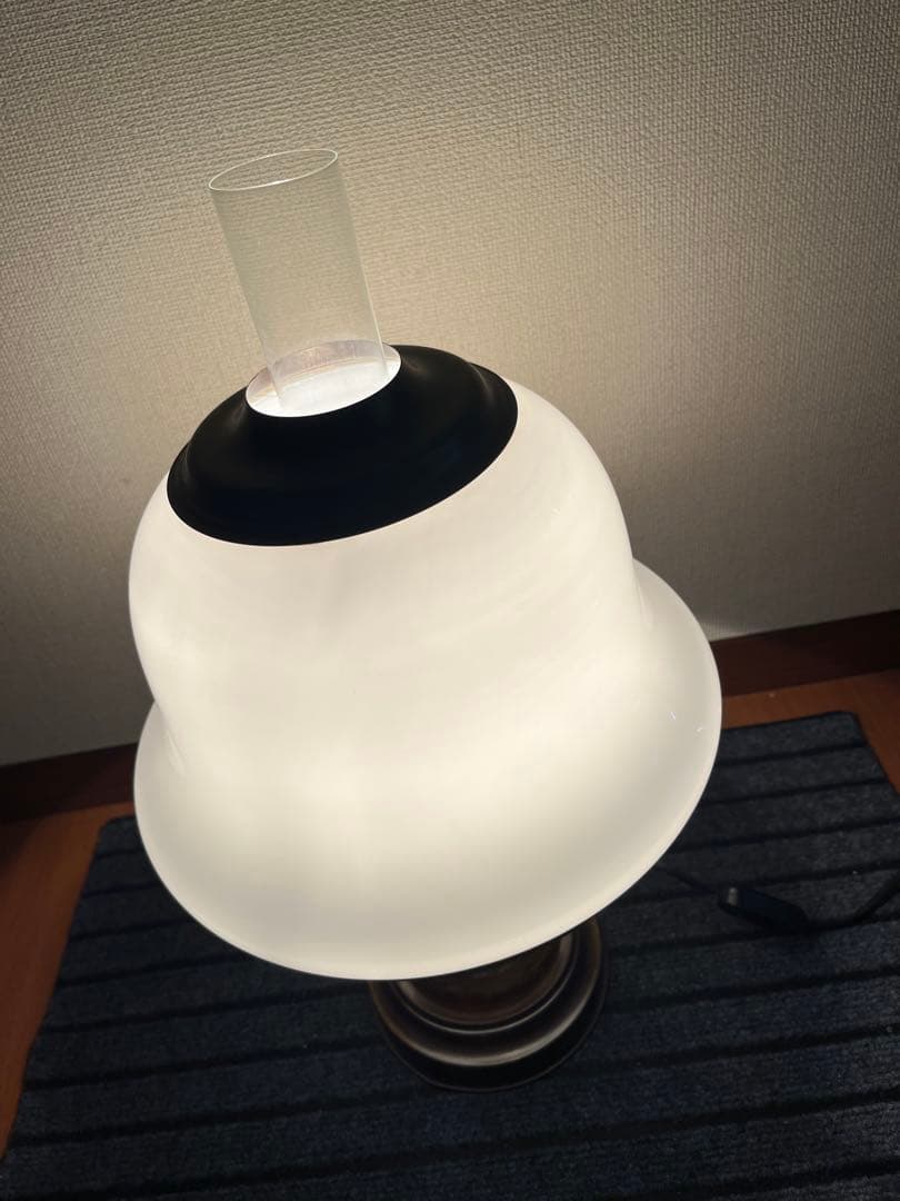 【大型】 オイルランプ風 ガラス電傘付 ライト 高さ50cm弱 管理A3330