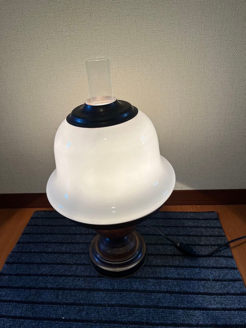 【大型】 オイルランプ風 ガラス電傘付 ライト 高さ50cm弱 管理A3330