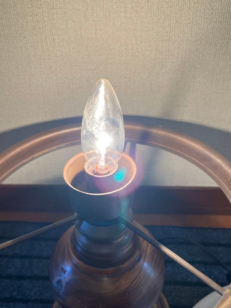 【大型】 オイルランプ風 ガラス電傘付 ライト 高さ50cm弱 管理A3330