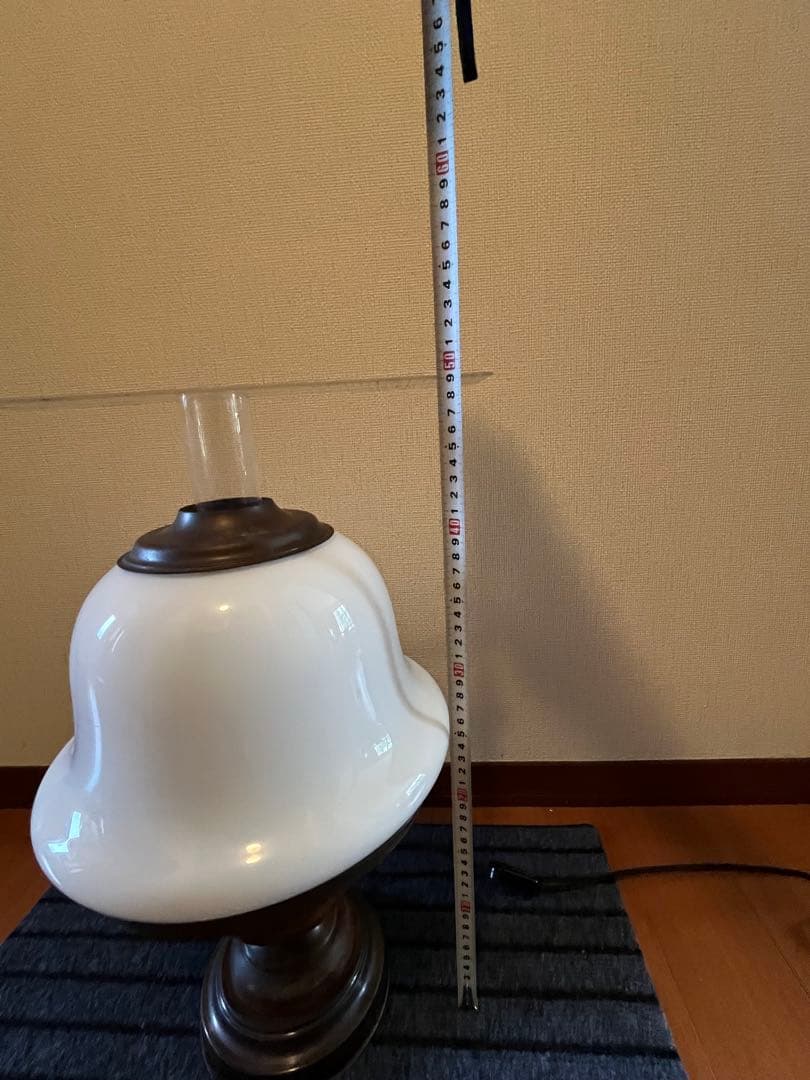 【大型】 オイルランプ風 ガラス電傘付 ライト 高さ50cm弱 管理A3330