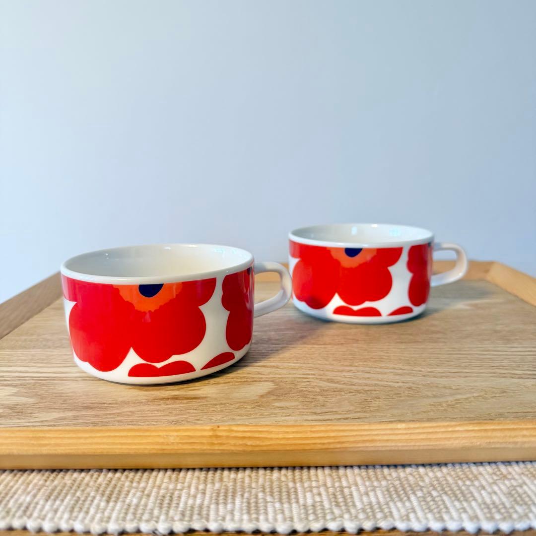 Marimekko unikko 赤 スープカップ ペア 2個セット