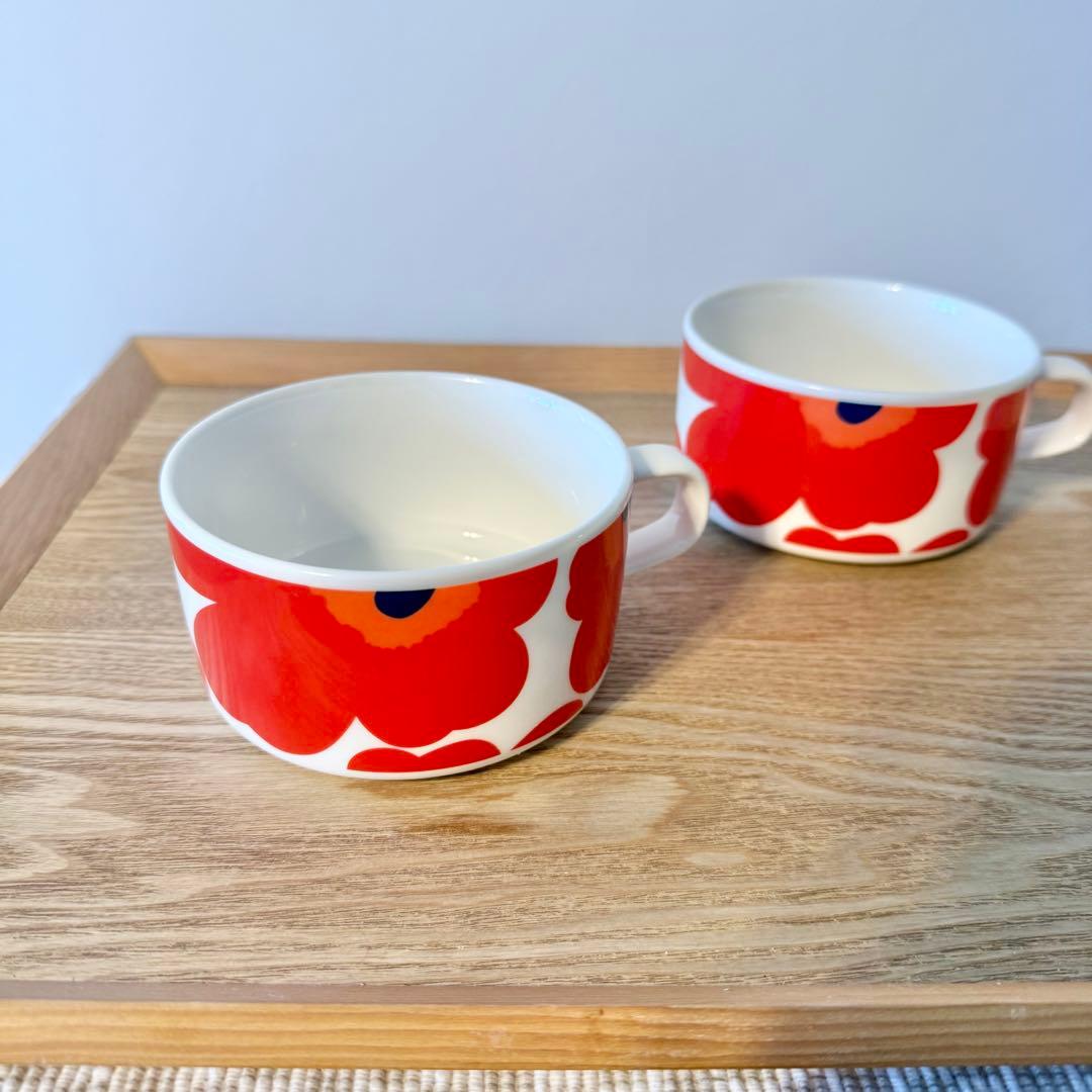 Marimekko unikko 赤 スープカップ ペア 2個セット
