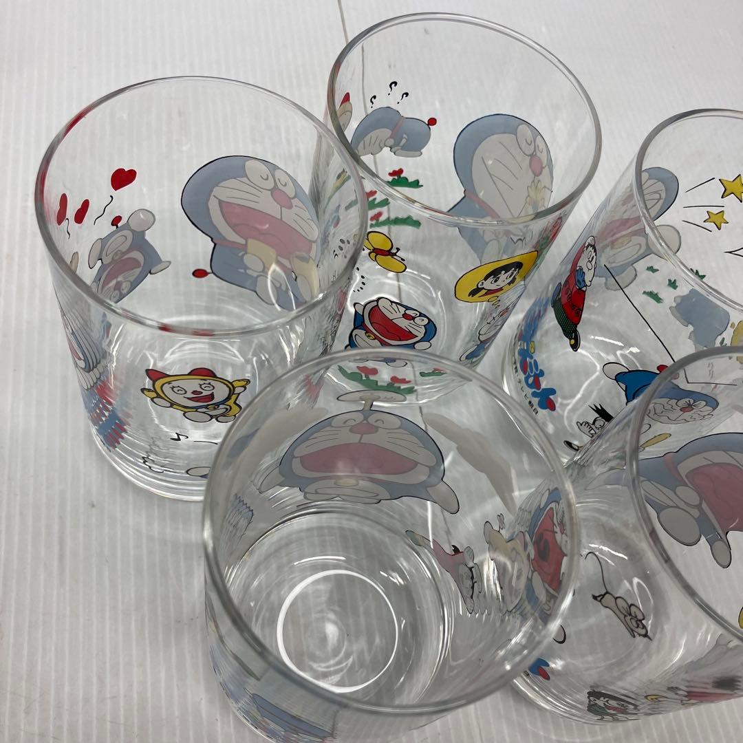 【昭和レトロ】ドラえもん ガラスコップ 5個セット 三ツ矢サイダー ノベルティ