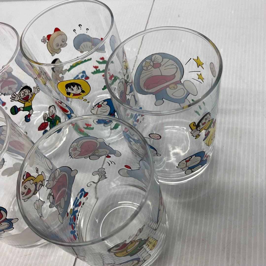 【昭和レトロ】ドラえもん ガラスコップ 5個セット 三ツ矢サイダー ノベルティ
