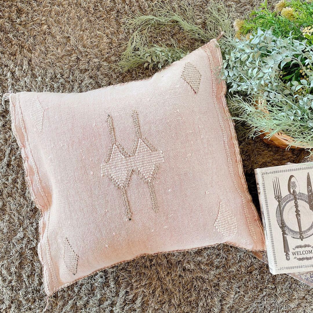 モロッコ製 カクタスシルク サブラ クッションカバー 約45×51cm