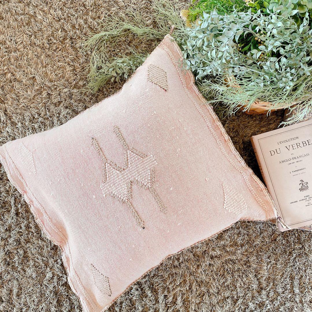 モロッコ製 カクタスシルク サブラ クッションカバー 約45×51cm