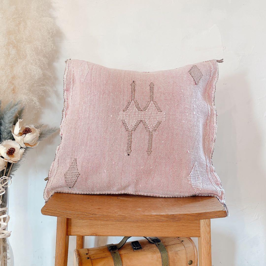 モロッコ製 カクタスシルク サブラ クッションカバー 約45×51cm