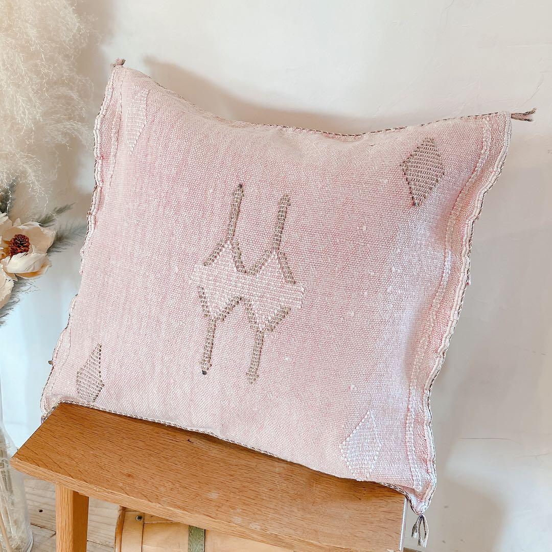 モロッコ製 カクタスシルク サブラ クッションカバー 約45×51cm