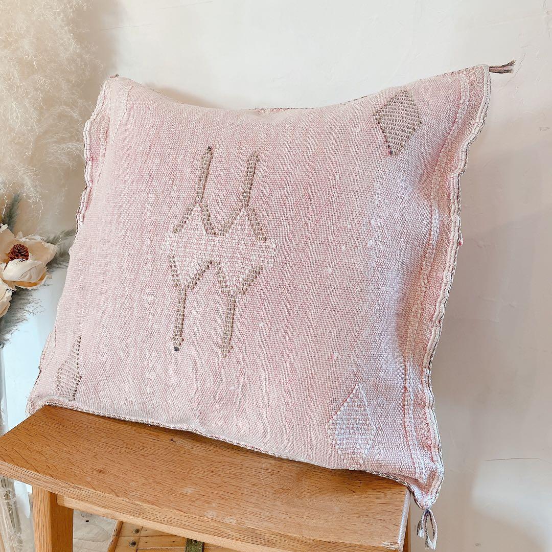 モロッコ製 カクタスシルク サブラ クッションカバー 約45×51cm