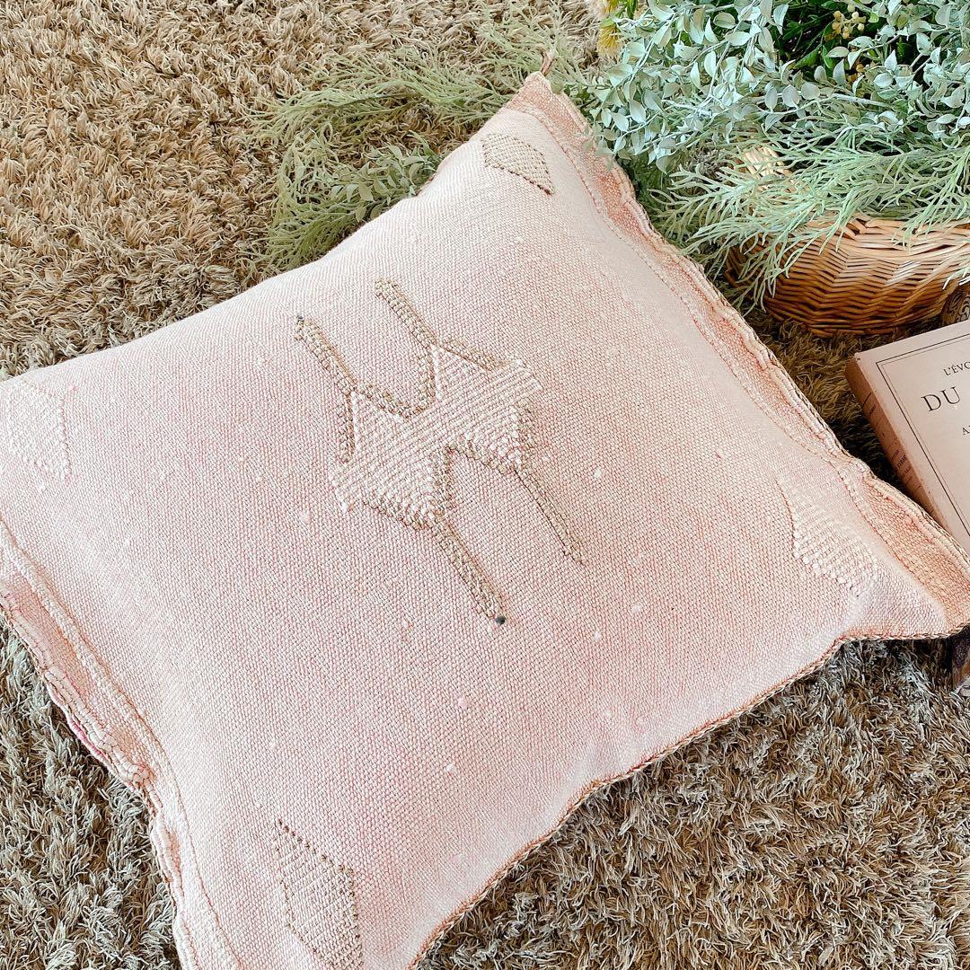 モロッコ製 カクタスシルク サブラ クッションカバー 約45×51cm