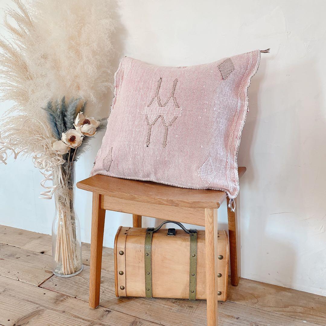 モロッコ製 カクタスシルク サブラ クッションカバー 約45×51cm