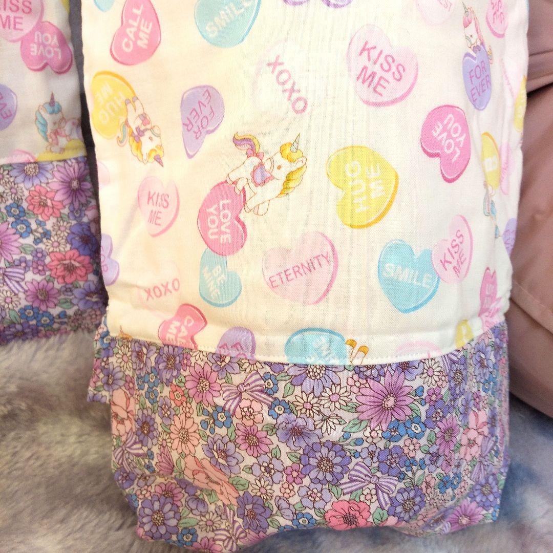 入園入学　紫リバティユニコーン柄キルティングレッスンバックナップザック上履き入れ