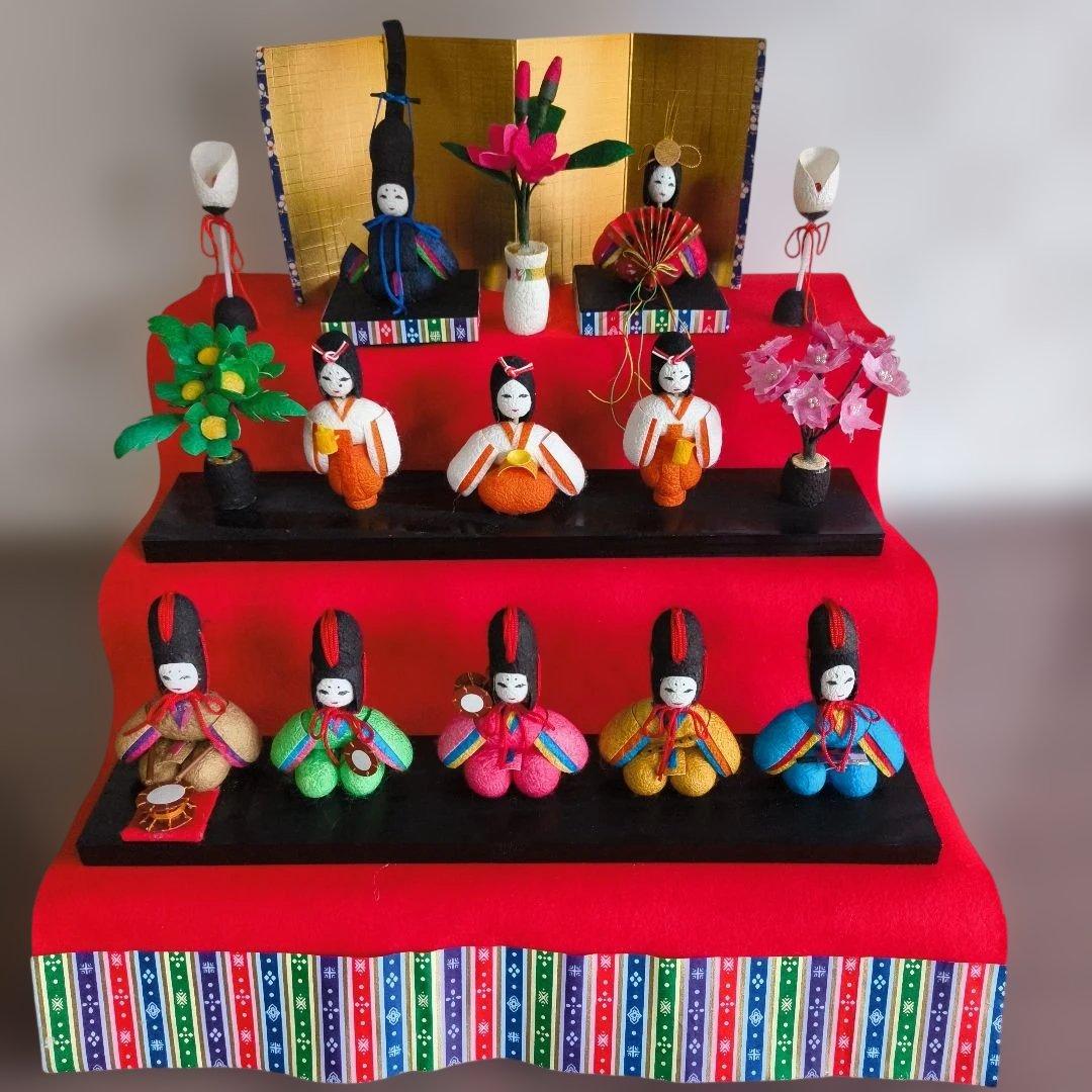 ※画像更新しました！【繭雛・ランク松】三段飾り（手作り）