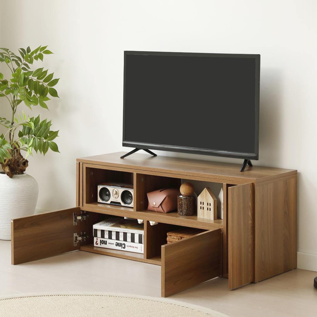 テレビ台 ローボード 収納 伸縮自由 L字収納　幅95～169cm　BROWN