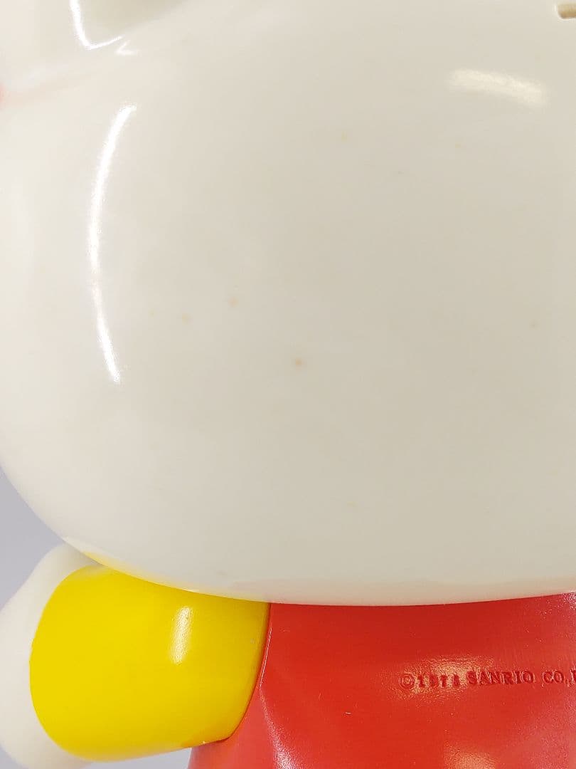 昭和レトロ ハローキティ 貯金箱 赤×黄色 ソフビ 特大サイズ 1976