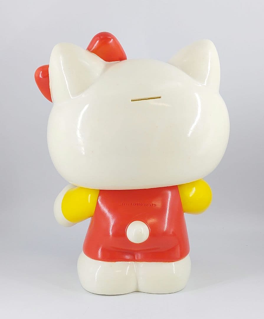 昭和レトロ ハローキティ 貯金箱 赤×黄色 ソフビ 特大サイズ 1976