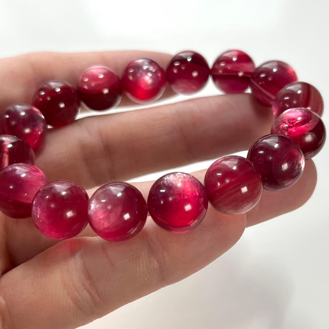 最高級　濃厚　ラズベリーピンクマイカブレスレット　9