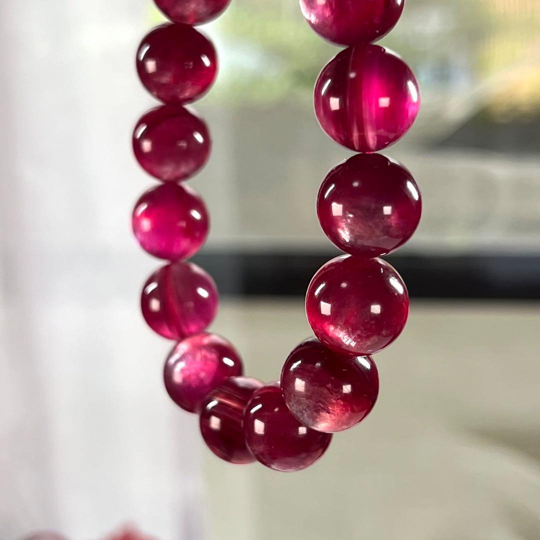 最高級　濃厚　ラズベリーピンクマイカブレスレット　9