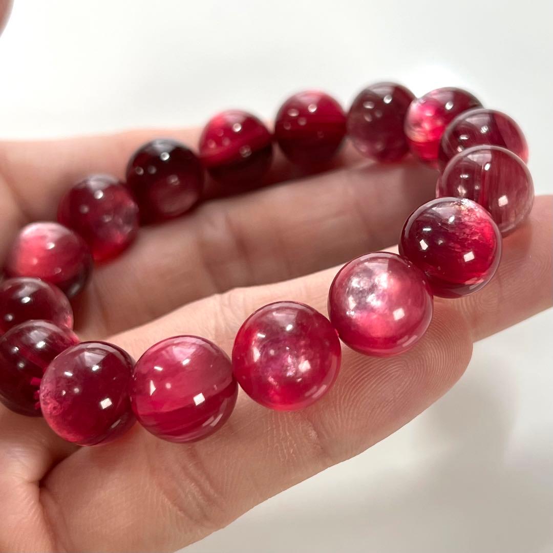 最高級　濃厚　ラズベリーピンクマイカブレスレット　9