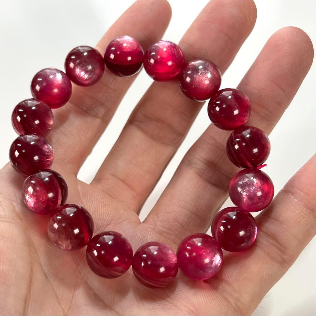 最高級　濃厚　ラズベリーピンクマイカブレスレット　9