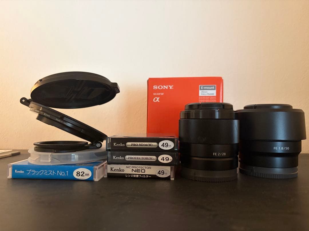 SONY 単焦点レンズ フィルター付　F2.8 20mm & F1.8 50mm