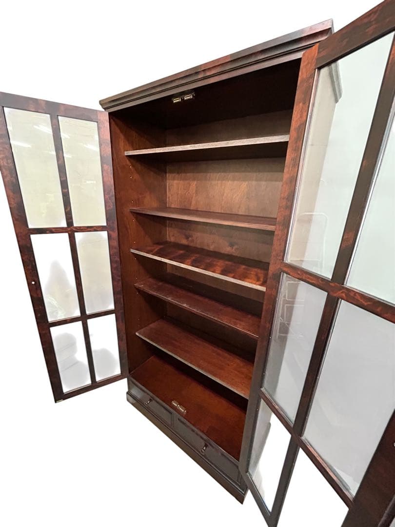 古潭民芸 ガラスキャビネット 民芸家具 食器棚 本棚 飾り棚