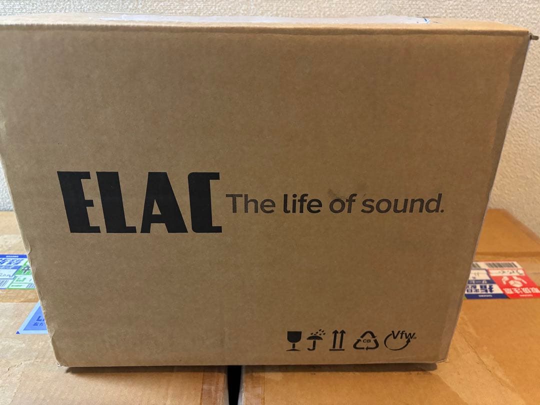 Pooh　ELAC BS312.2 ペア純正グリル　黒御影石Aボード付