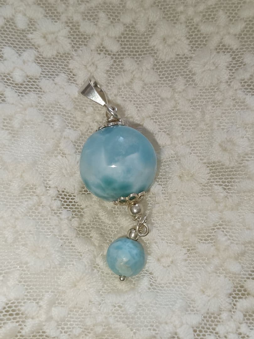 レア【ラリマー】ペンダントトップ　ハンドメイド　#002　ドミニカ共和国