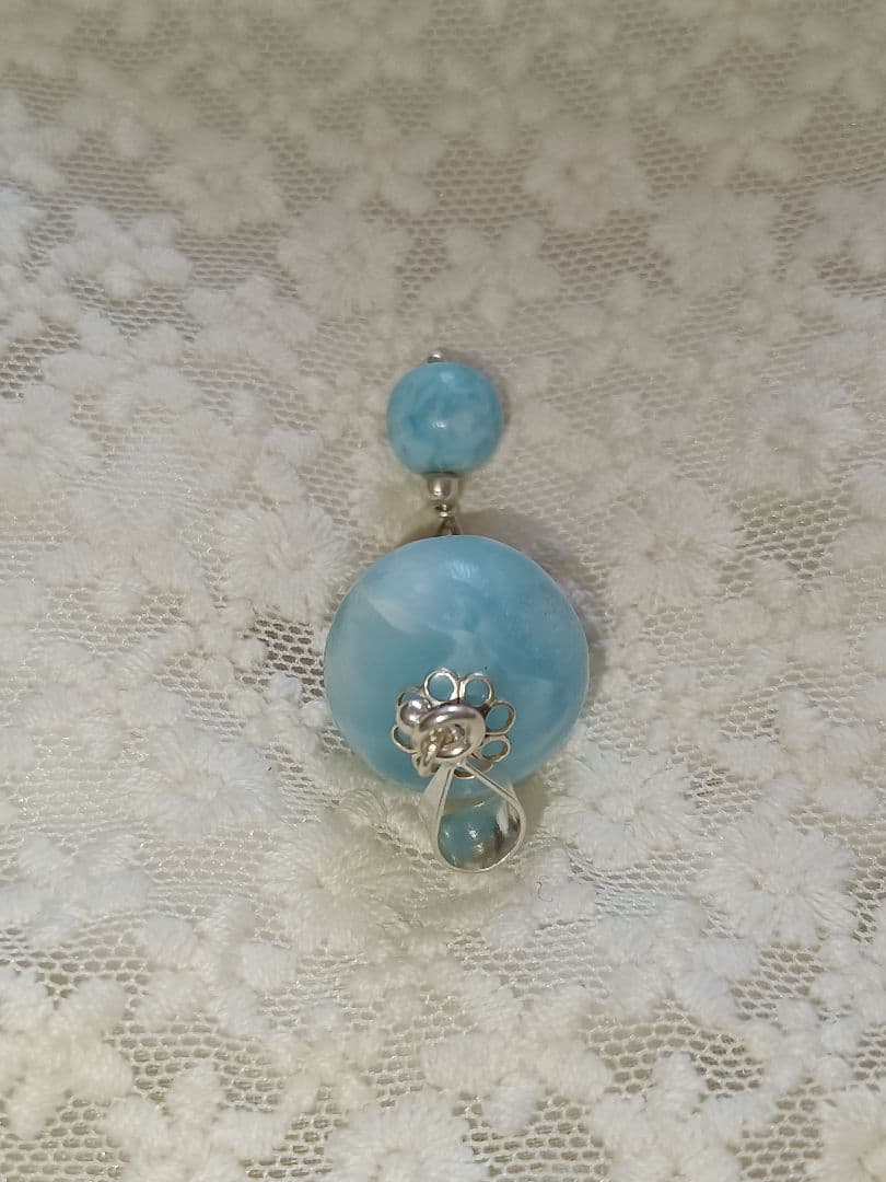 レア【ラリマー】ペンダントトップ　ハンドメイド　#002　ドミニカ共和国