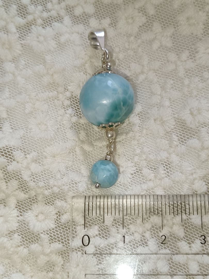 レア【ラリマー】ペンダントトップ　ハンドメイド　#002　ドミニカ共和国