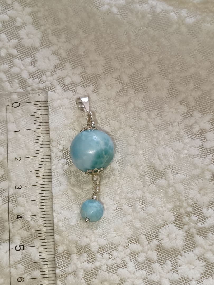 レア【ラリマー】ペンダントトップ　ハンドメイド　#002　ドミニカ共和国