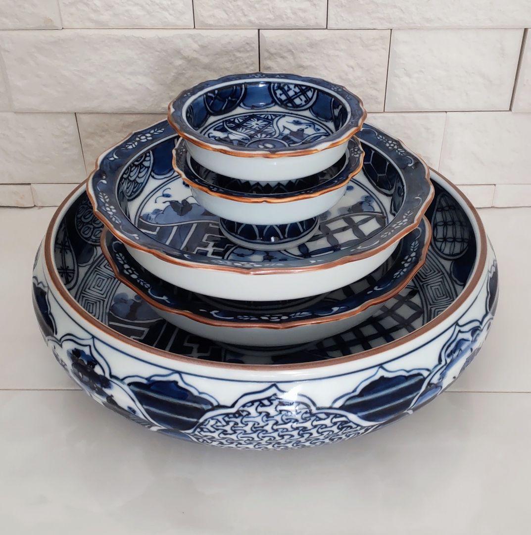 【平戸焼・三川内焼】平戸松山窯 平戸祥瑞シリーズ5点セット