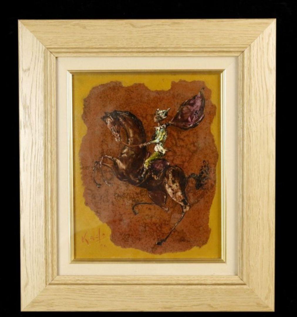 角浩「少年騎手」真作　油彩3号 　油絵