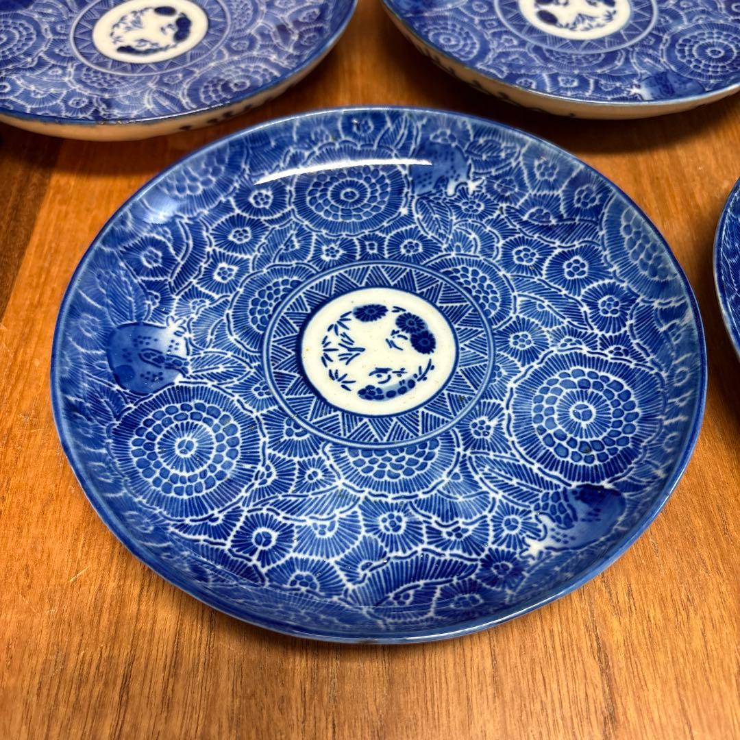 微塵唐草　印判　中皿　五寸　16cm 皿